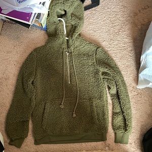 green sherpa hoodie